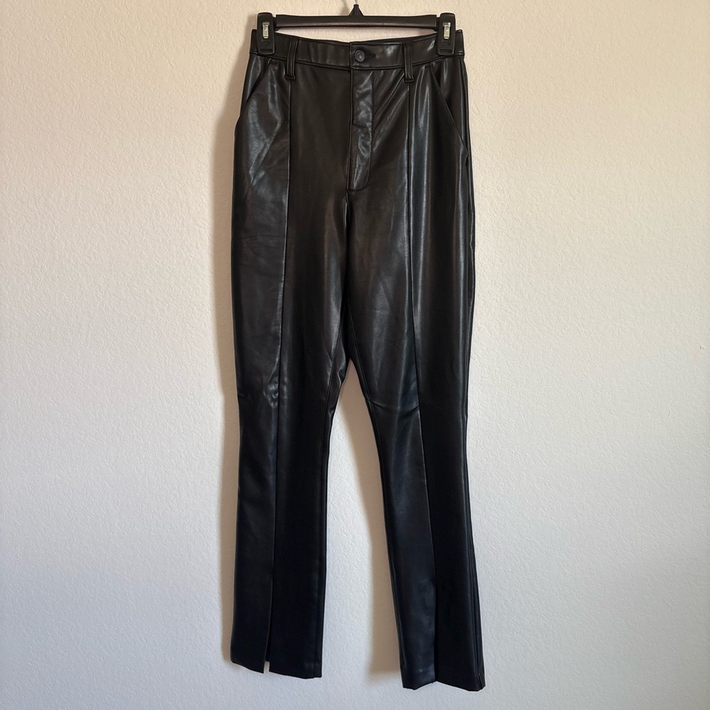 Abercrombie & Fitch Leather Ankle Split Leg Ultra High Rise Pants Black Size 27